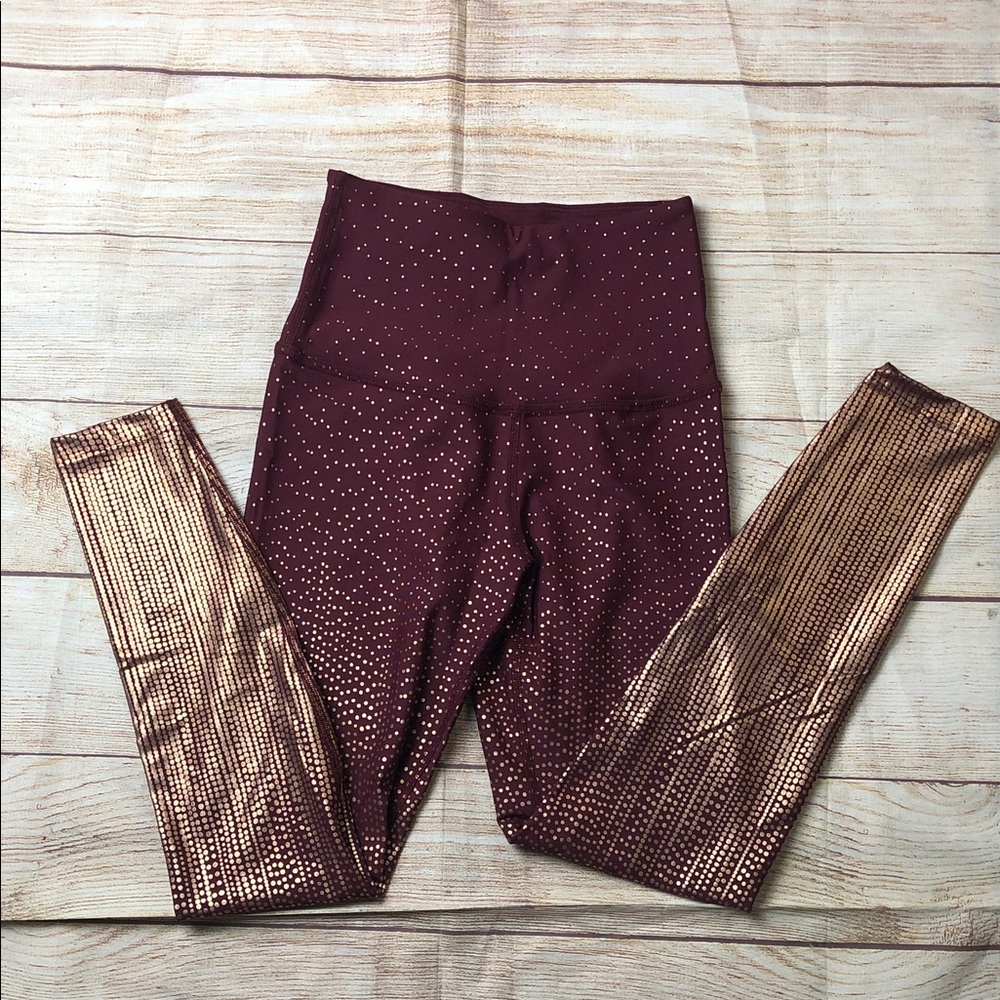 Beyond‎ Yoga Maroon and Gold Leggings
